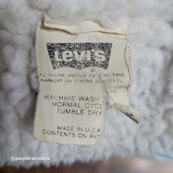 Vtg Levi's Denim Sherpa Trucker Jacket M Light Wash USA 70's Hipster Streetwear - Picture 7 of 15